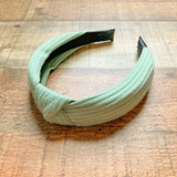 No Brand Sage Ribbed Top Knot Headband