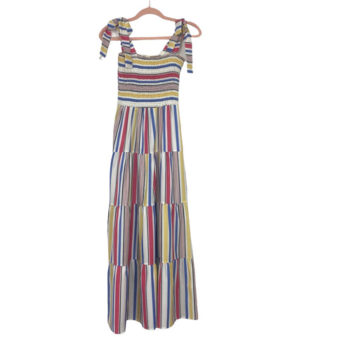 Sunday Up Smocked Bodice Striped Dress- Size S