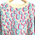 Pink Lily Pink & Blue Leopard Sweater- Size S
