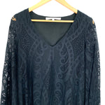 Lovers + Friends Black Lace Dress with Bell Sleeves- Size S