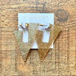 Stella & Ruby Triangle Gold Glitter Earrings (NEW)