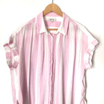 Madewell Pink/White Striped Button Up Tie Front Blouse- Size L