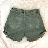 Vestique Olive Green Distressed Denim Shorts- Size S