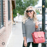 LOFT Black and White Striped Mock Neck 3/4 Sleeve Sweater- Size XS