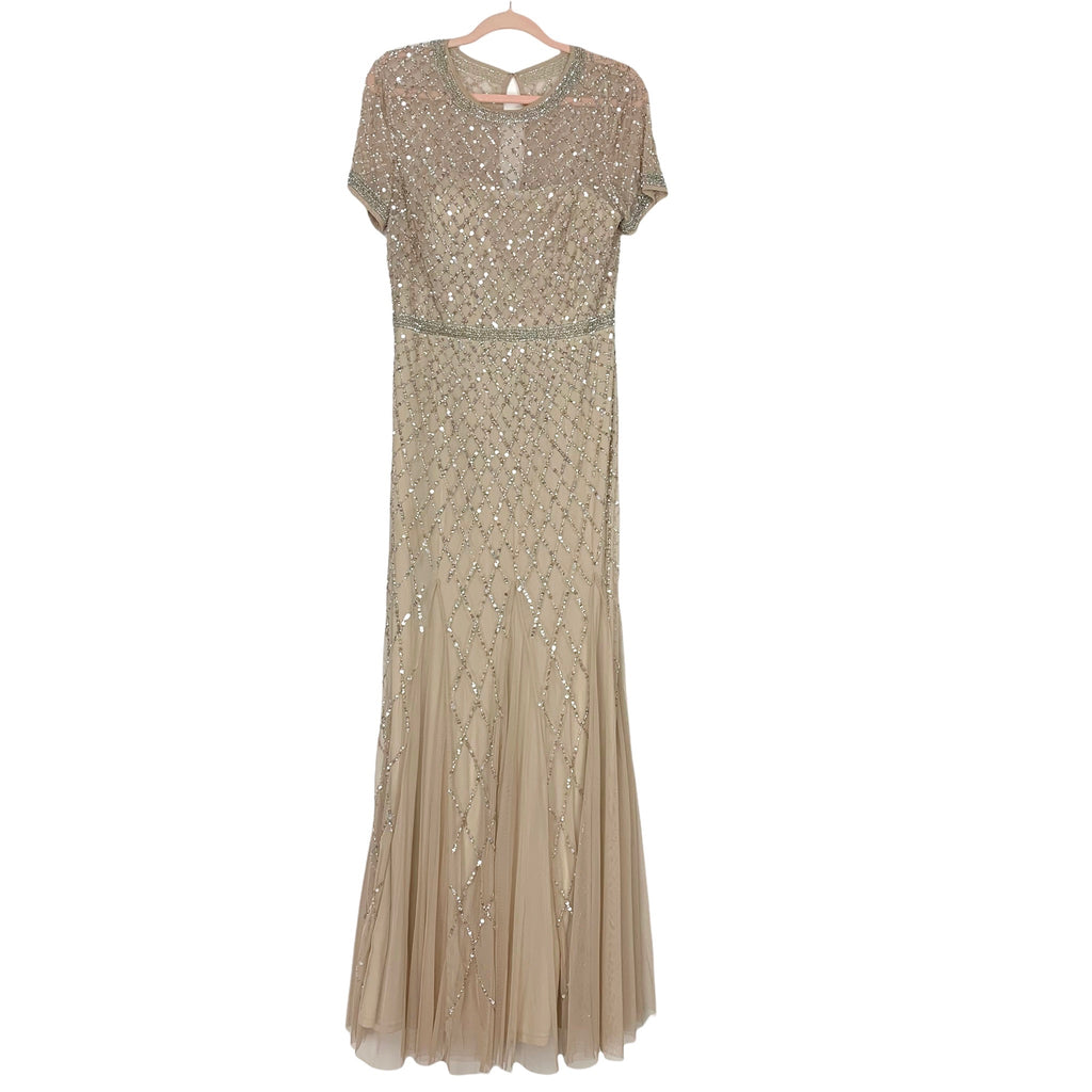 Adrianna Papell Champagne Beaded Gown- Size 12 The Saved Collection Adrianna Papell Champagne Beaded Gown- Size 12 The Saved Collection