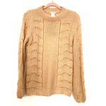 Main Strip Open Knit Tan Sweater NWT- Size S
