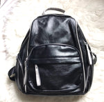 White Rhino Black Leather Backpack