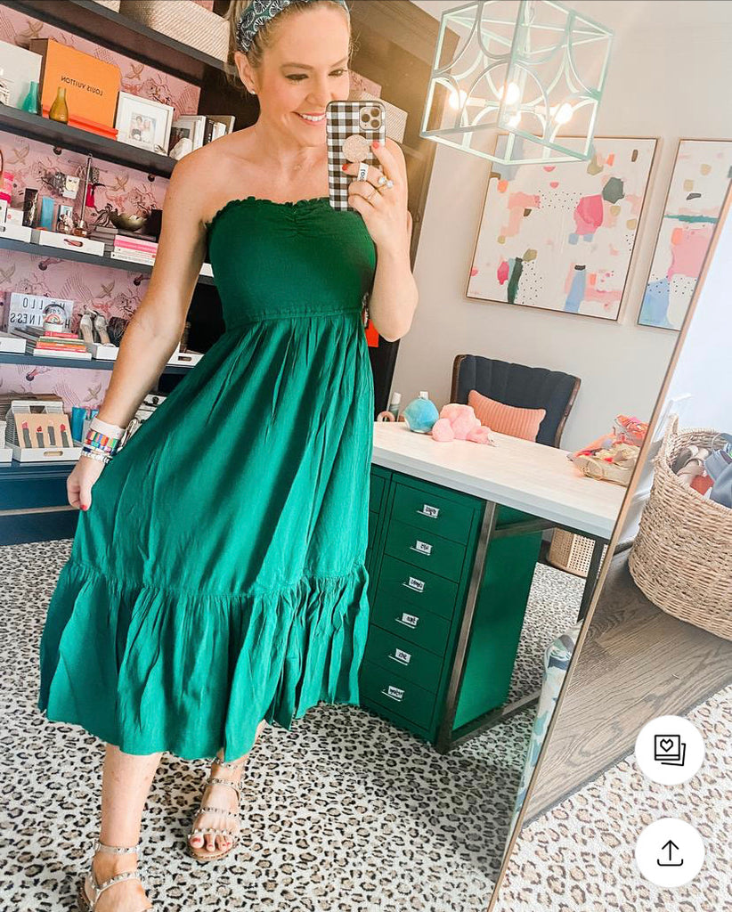 Aerie Green Smocked Bodice Strapless Dress- Size XS The Saved Collection Aerie Green Smocked Bodice Strapless Dress- Size XS The Saved Collection