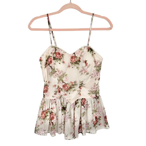 Vici Exclusive x FATE Blush Floral Padded Peplum Top NWT- Size M