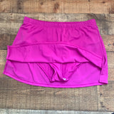 Swimsuits For All Magenta Palm Bandeau Blouson Tankini Set With Skirt- Size 16