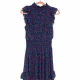 Lulus Navy Floral Mock Neck Ruffle Midi Dress- Size S (sold out online)