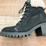 Madden Girl Black Faux Fur Lined Lace Up Boots- Size 9 (see notes)