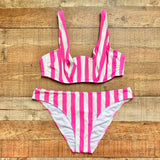 Figleaves Pink/White Striped Corsica Underwire Crop Bikini Top- Size 38E (we have matching bottoms, sold out online)