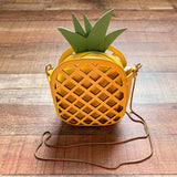 No Brand Yellow with Pineapple Insert Cross Body Bag with Detachable Gold Strap