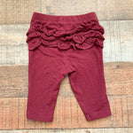 Old Navy Burgundy Ruffle Bottom Leggings- Size 0-3M