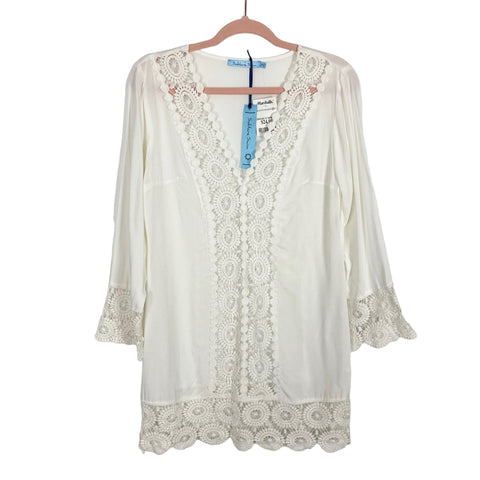 Solitaire Swim Ivory Crochet Lace Cover Up NWT- Size S