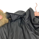 A New Approach Black Faux Fur Hood Removable Hooded Jacket- Size S