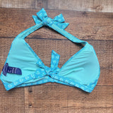 Vilebrequin Turquoise Anchor Print Padded Bikini Top- Size S (we have matching bottoms)