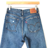 Levi Hidden Button Up Distressed Jeans- Size 26 (Inseam 26.5")