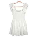Express White Smocked Ruffle On or Off the Shoulder Dress- Size S (sold out online)