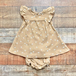 Q by Quincy Mae Camel Sunshine Print Dress with Bloomers- Size 12-18M