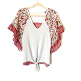 Hummingbird Thermal Tie Front with Sheer Sleeves and Back- Size S