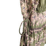 Free People Green Printed Drawstring Dress- Size S