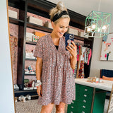 Petal + Pup Black Floral Printed V-Neck Front/Low V-Neck Tie Back Dress- Size S/M