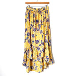 Blue Rain Yellow Floral High/Low Skirt- Size M