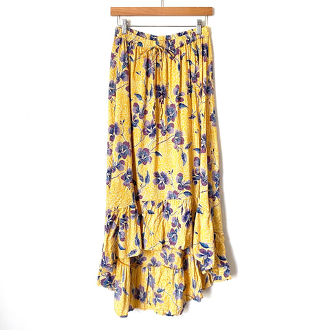 Blue Rain Yellow Floral High/Low Skirt- Size M