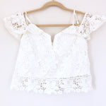 Vestique White Crochet Crop Top NWT- Size S