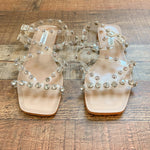 Steve Madden Clear Rhinestone Studded Strappy Sandals- Size 9 (see notes)