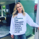 Anine Bing White Cotton "I am.." Empowerment Exclusive Sweatshirt- Size XS