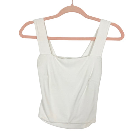 Vestique White Ribbed Cut Out Back Cropped Tank - Size M