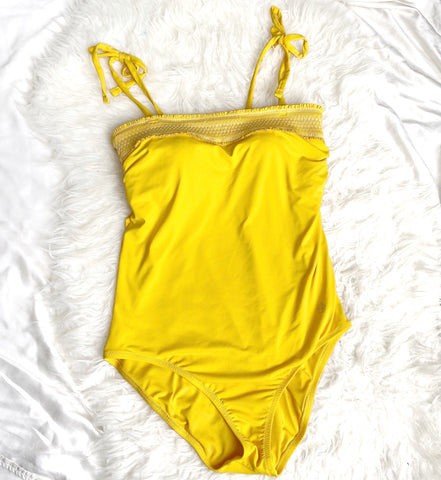 Draper James x Lands' End Yellow Smocked Padded One Piece- Size 12 (sold out online)