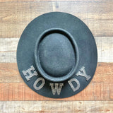 No Brand (Glitzy Bella) Black Wool "Howdy" Adjustable Inner Tie Gambler Hat- Size 57 cm (LIKE NEW)