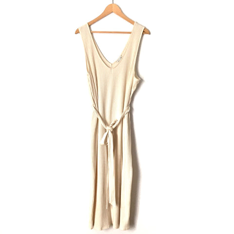 American Eagle Cream Ribbed Tank Tie Waist Dress- Size XXL