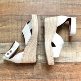 Franco Sarto Tan Leather Upper Velcro Ankle Wrap Wedges- Size 9 (Like New!)