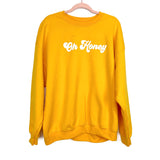 No Brand Mustard "Oh Honey" Crewneck Sweatshirt- Size XL (See Notes)