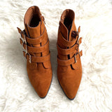 Bamboo Brown Three Buckle Booties- Size 6.5