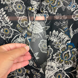 Bailey/44 Black Floral Print Lined with Sheer Sleeves Belted Dress- Size 4