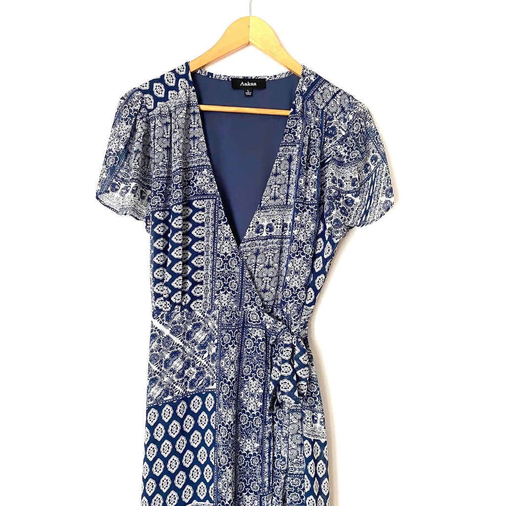 aakaa blue dress Vintage Aakaa Blue Paisley and Floral Print Sleeveless Maxi Dress Women's Size S