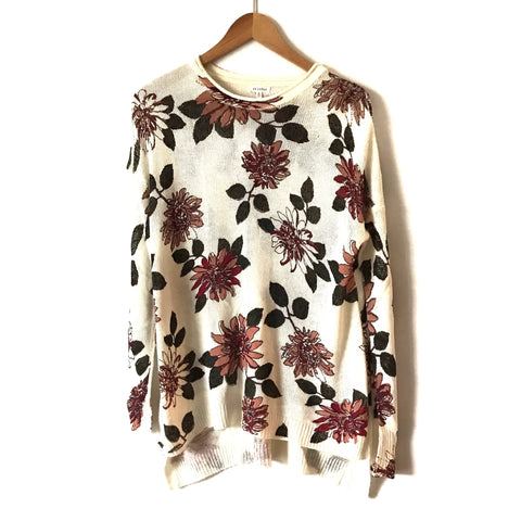 En Creme Ivory Floral Knit Sweater NWT- Size S