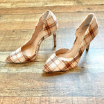 Jessica Simpson Camel/Cream Plaid Prizma D'Orsay Pumps- Size 7