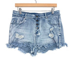 No Brand Distressed Button up Jean Shorts- Size L