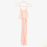 No Brand Peach Ruffle Belted Round Hem Side Slits Dress- Size S