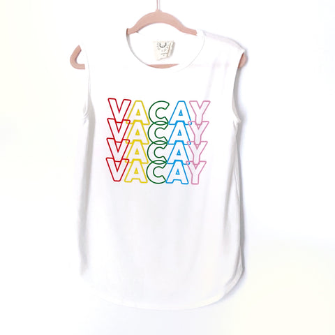 Fantastic Fawn White “Vacay” Tank Top- Size S