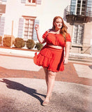 Showpo Red Nobody But You Skirt and Cropped Top Set- Size 14 (sold as set, sold out online)