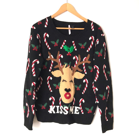 Love by Design Reindeer "Kiss Me" Sweater- Size M