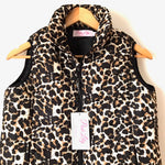 Pink Lily Leopard Puff Vest NWT- Size S